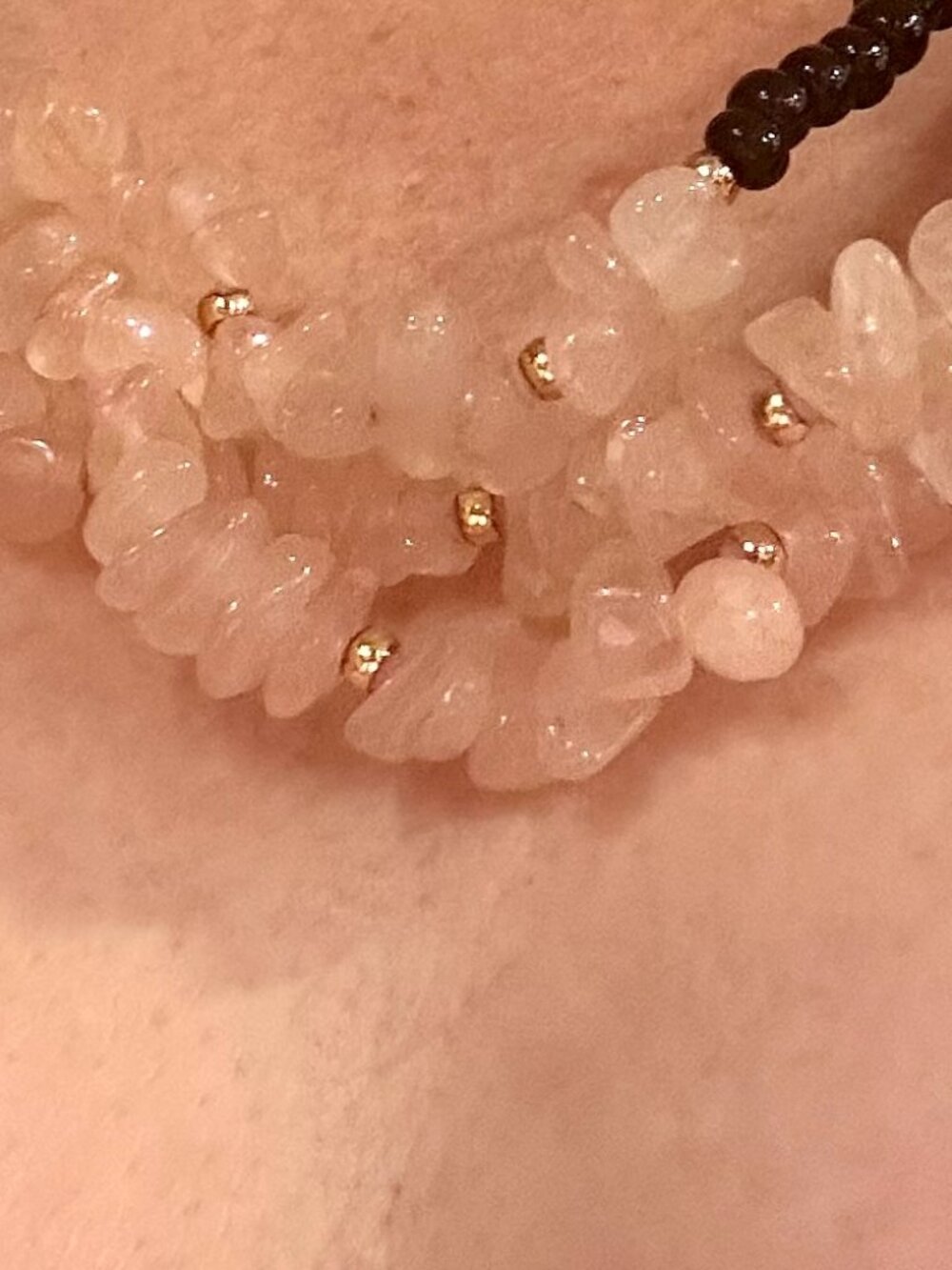 Multi-Strand Rose Quartz Beaded Necklace — Soft Pink Women’s Jewelry - Picture 5 of 5